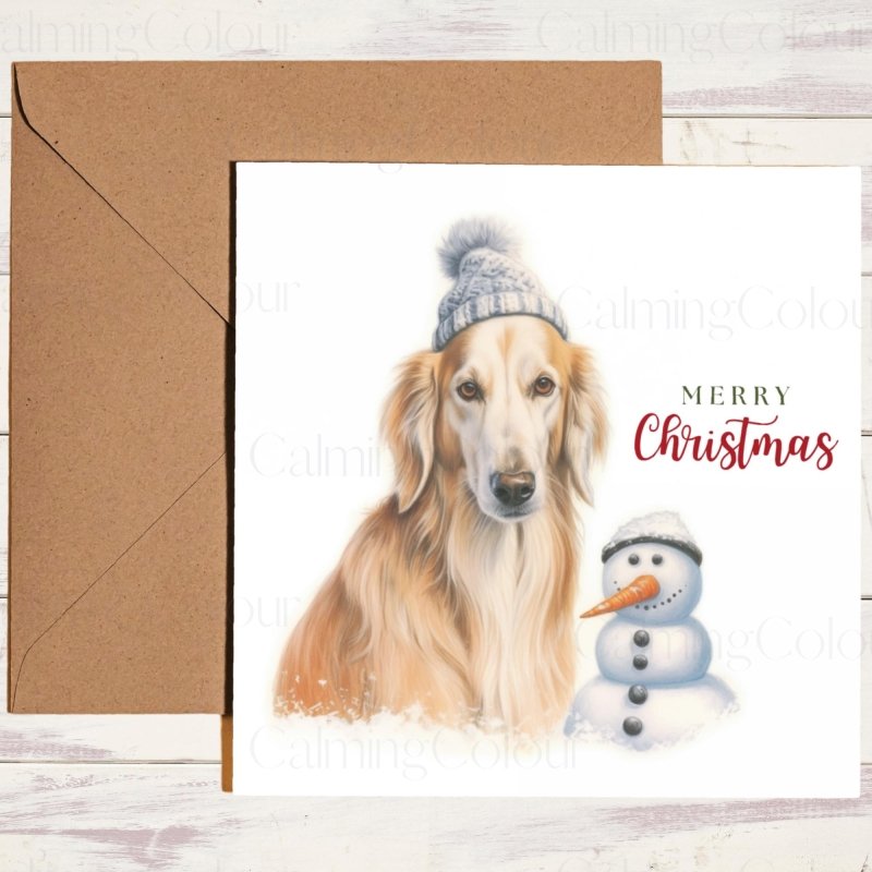 Elegant Saluki in Winter Snow | Christmas Greeting | Christmas Card