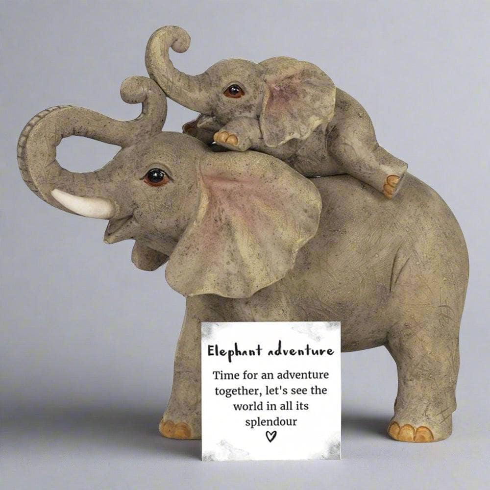 Elephant Adventure Mother and Baby Elephant Ornament | Calming Colour