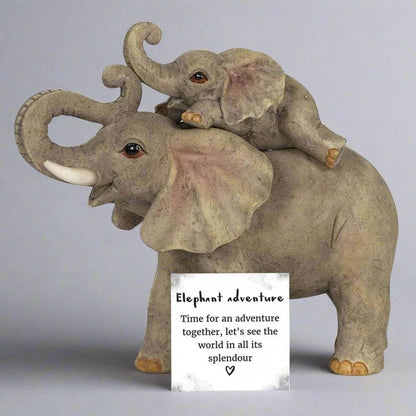 Elephant Adventure Mother and Baby Elephant Ornament | Calming Colour