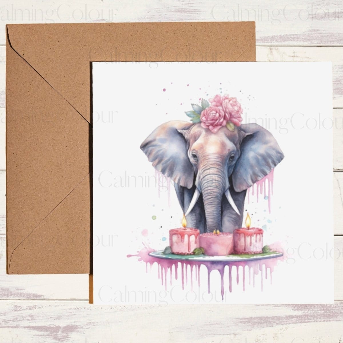 Elephant Greeting Card | Birthday | Card for Elephant Lover | Calming Colour