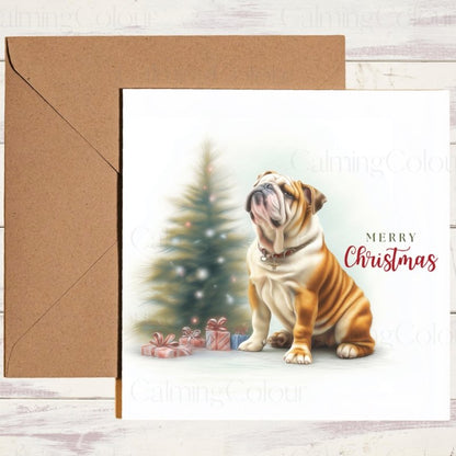 English Bulldog Christmas Card | Greeting card for dog lover | Personalised | Single card blank on the inside | Christmas Card