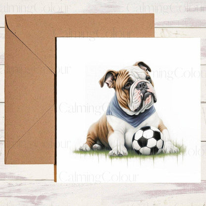 English Bulldog with a Football | Birthday Card | Birthday Card