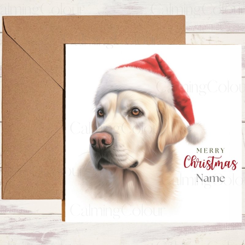 English Labrador with Santa Hat | Christmas Card | Christmas Card