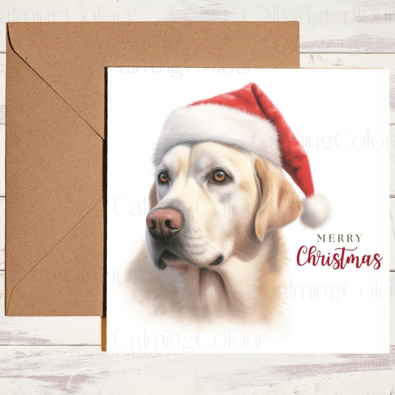 English Labrador with Santa Hat | Christmas Card | Christmas Card