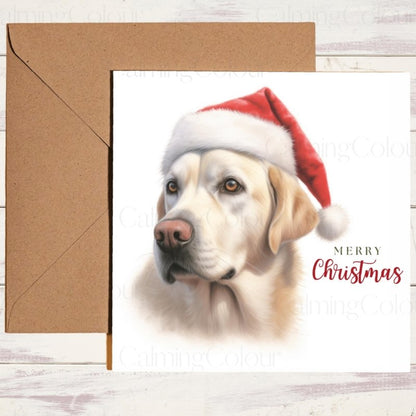 English Labrador with Santa Hat | Christmas Card | Christmas Card