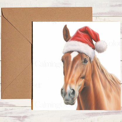 Festive Chestnut Horse | Christmas Card | Christmas Card