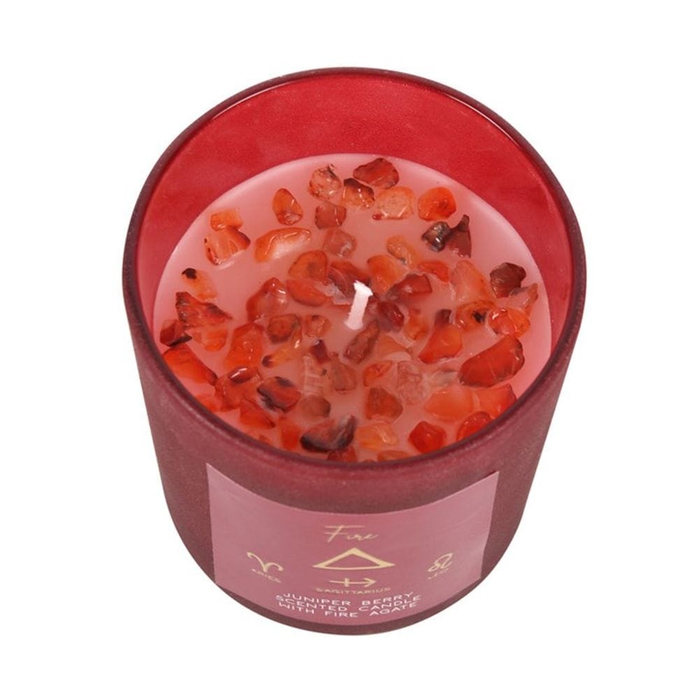 Fire Element Juniper Berry Crystal Chip Candle | Calming Colour