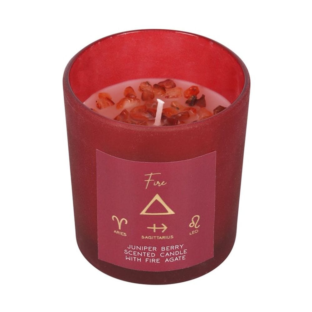 Fire Element Juniper Berry Crystal Chip Candle | Calming Colour