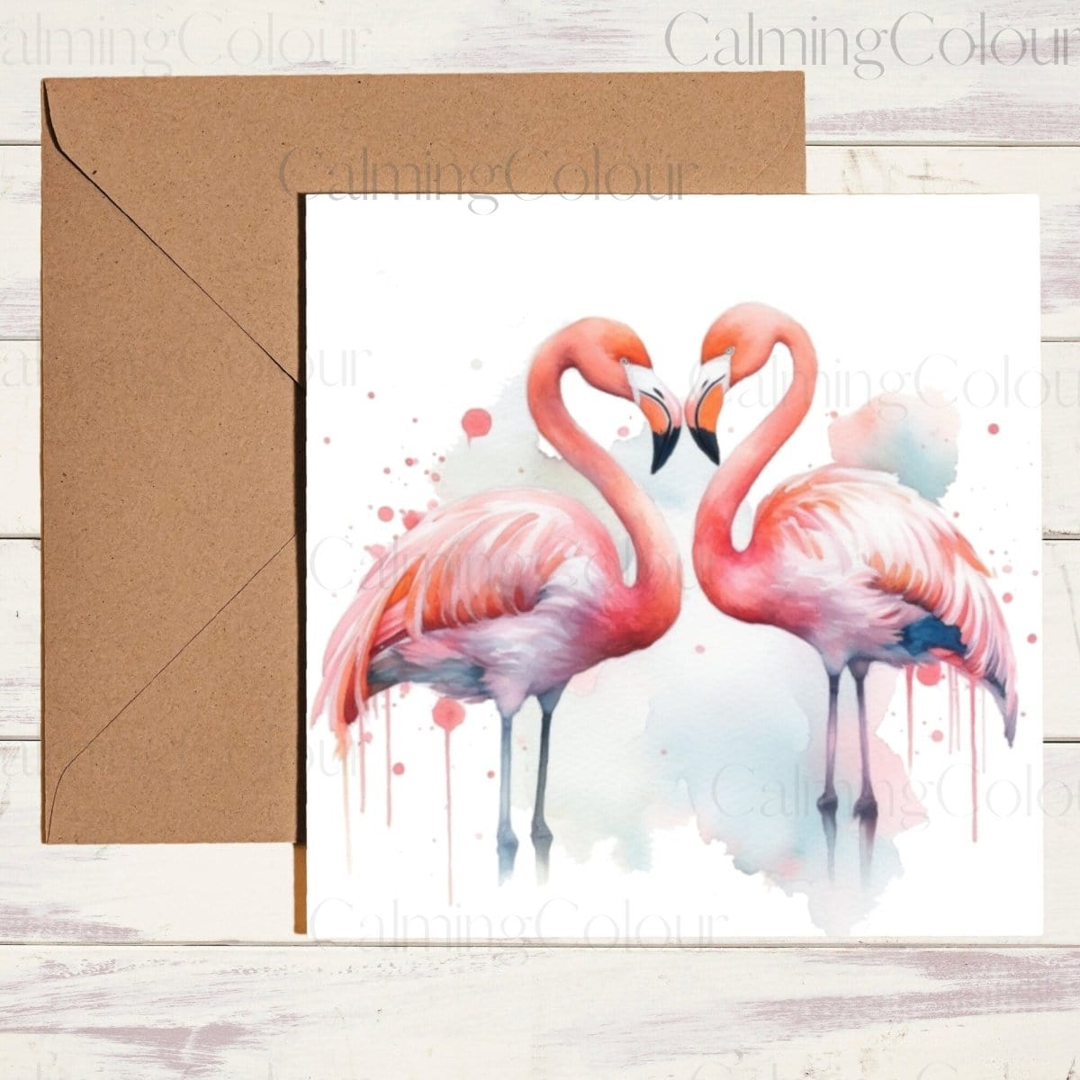 Flamingo Pair of Lovers | Greeting Card | Calming Colour