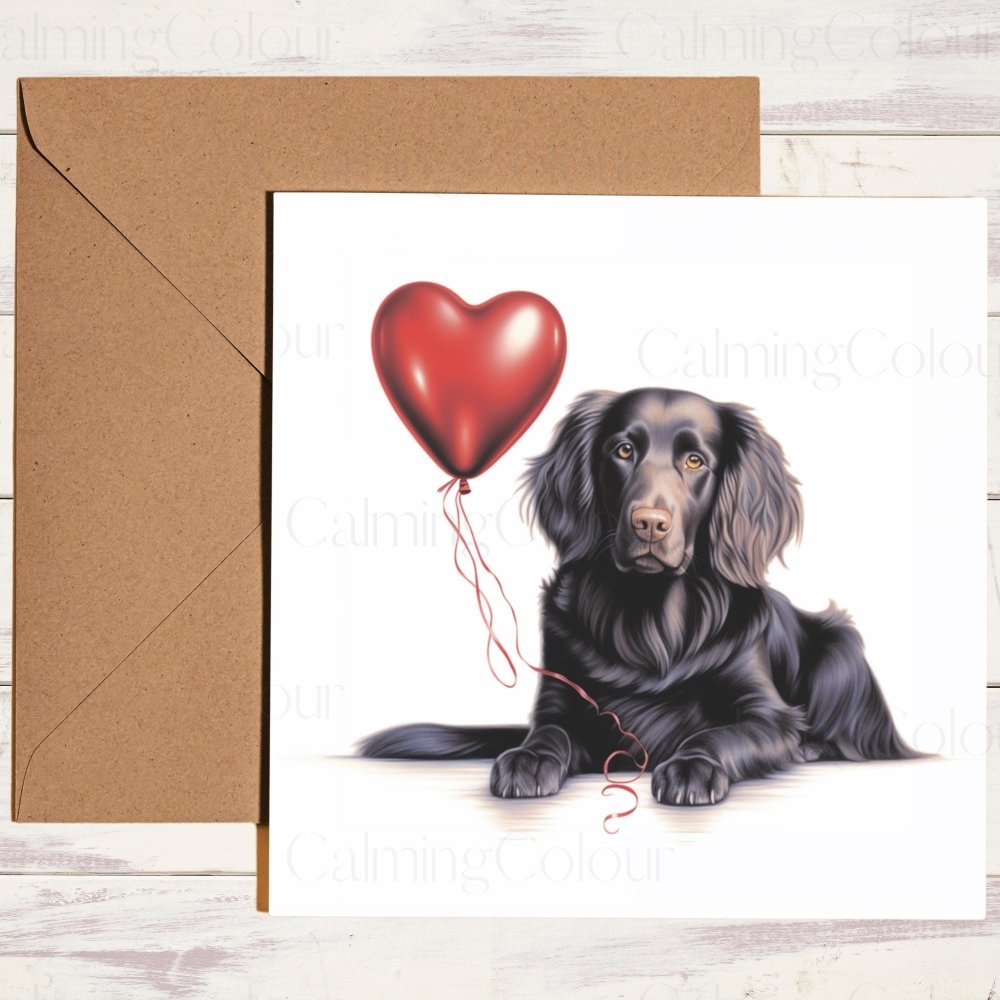 Flat - Coated Retriever Valentine's Card | With Love | Anniversary | Valentine's Day