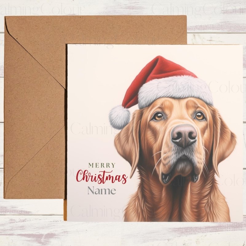 Fox Red Labrador with Santa Hat | Christmas Card | Christmas Card