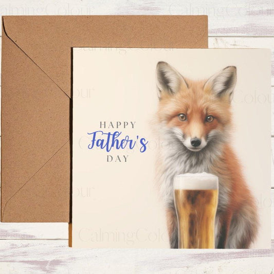 Fox with a Pint | Father's Day Card | Dad With Love | Father's Day
