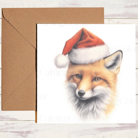 Fox with a Santa Hat | Personalised Christmas Card | Christmas Card