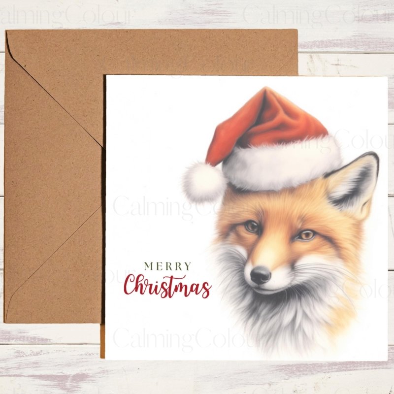 Fox with a Santa Hat | Personalised Christmas Card | Christmas Card