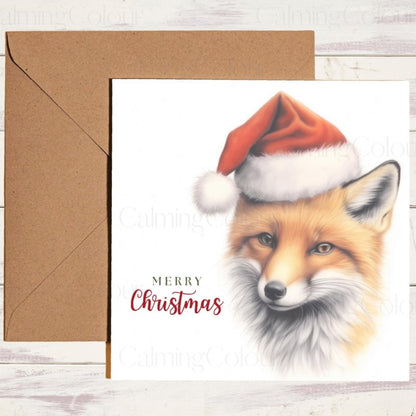 Fox with a Santa Hat | Personalised Christmas Card | Christmas Card