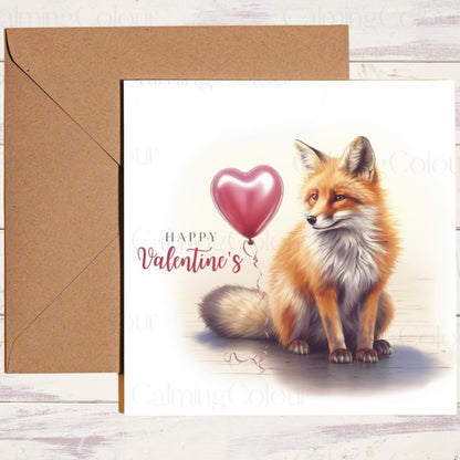 Fox with Heart Balloon | Valentine's Card | Valentine's Day