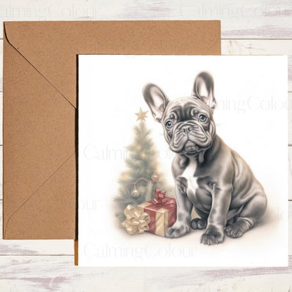 French Bulldog by Christmas Tree | Christmas Card | Christmas Card