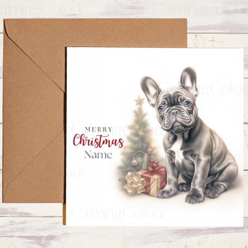 French Bulldog by Christmas Tree | Christmas Card | Christmas Card