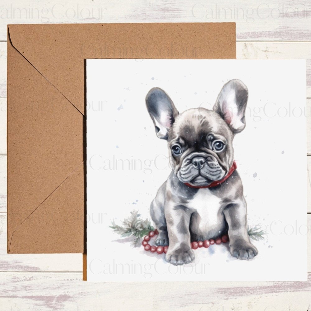 French Bulldog Christmas Card | Card for Dog Lover | Calming Colour