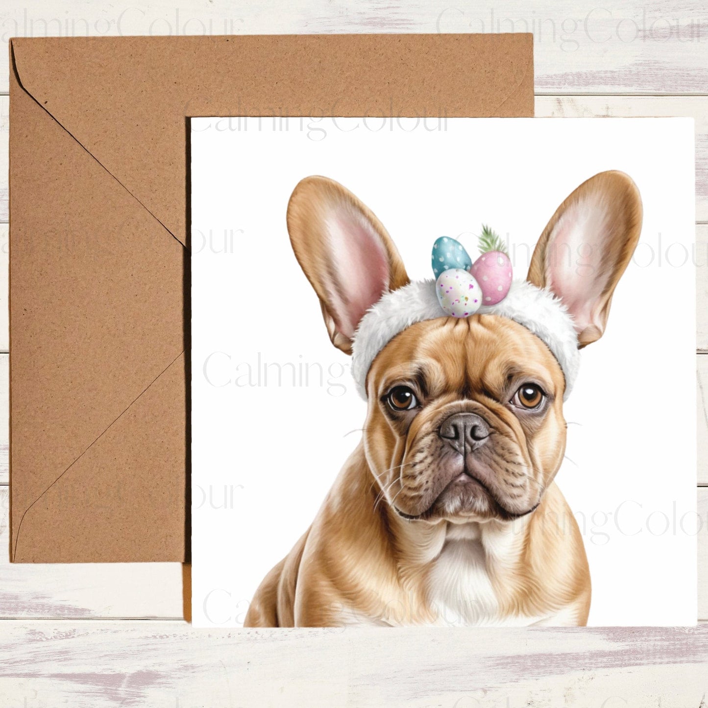 French Bulldog Easter Card | Single Card | | Calming Colour