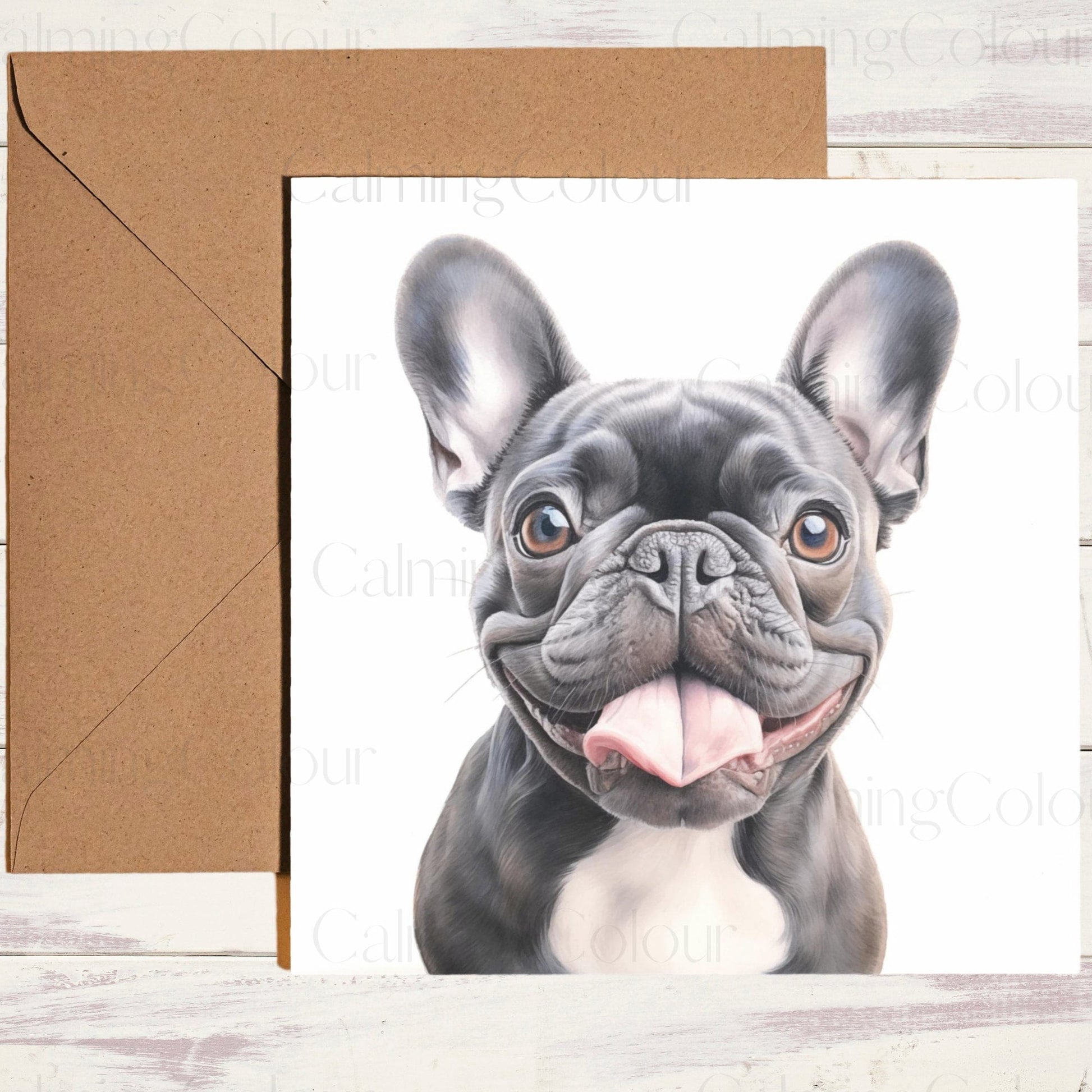 French Bulldog Smiling | Black Frenchie | Father's Day | Calming Colour