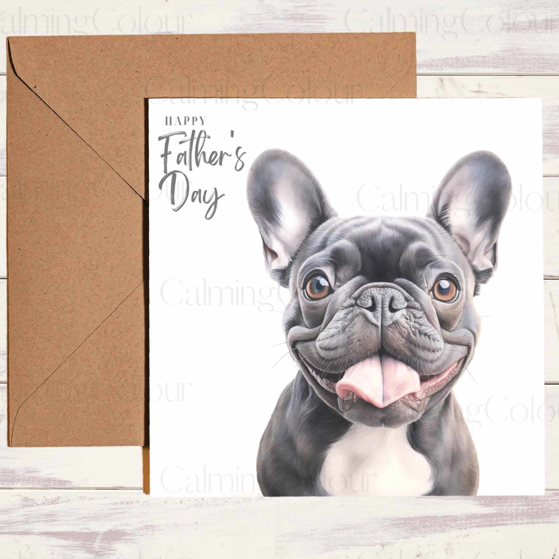 French Bulldog Smiling | Black Frenchie | Father's Day | Calming Colour