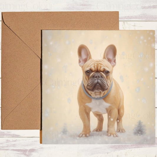 French Bulldog in Snow | Christmas Card | Christmas Card