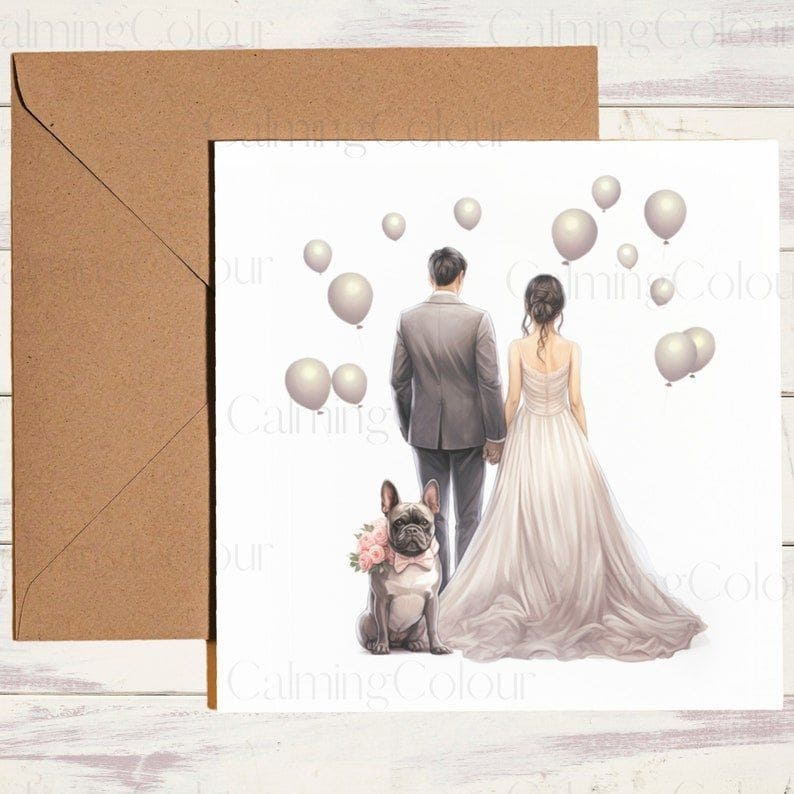 French Bulldog | Wedding Couple | Wedding Card | Calming Colour