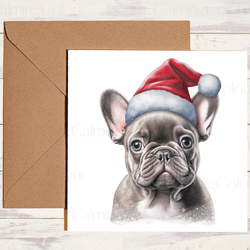 French Bulldog with a Santa Hat | Christmas Card | Christmas Card