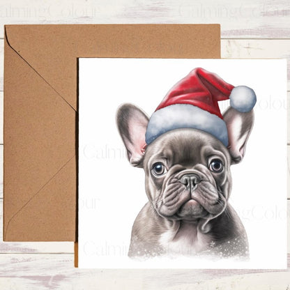 French Bulldog with a Santa Hat | Christmas Card | Christmas Card