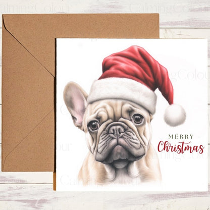French Bulldog with a Santa Hat | Christmas Card | Christmas Card