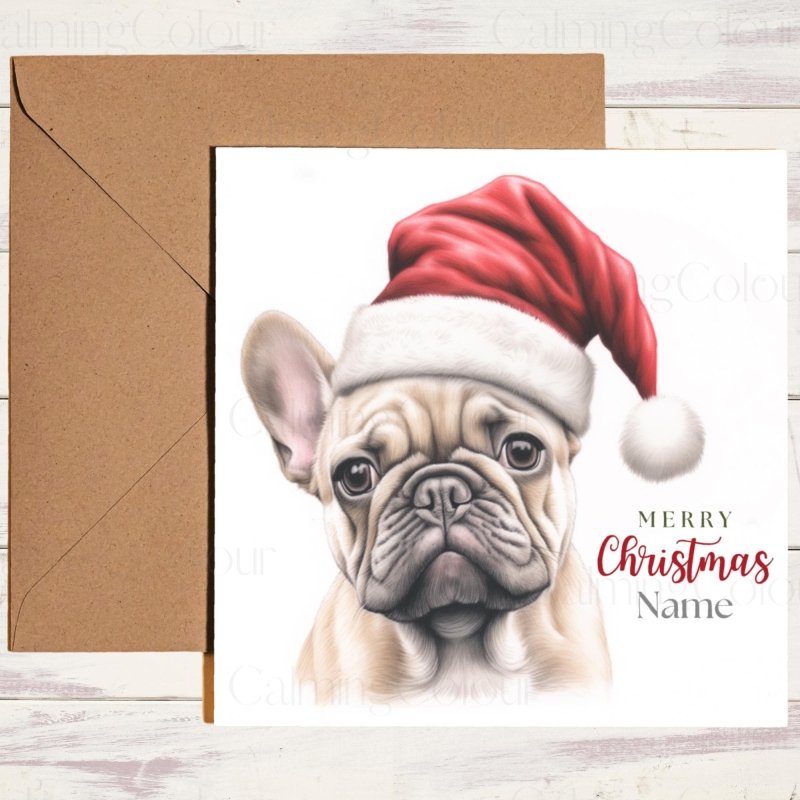 French Bulldog with a Santa Hat | Christmas Card | Christmas Card