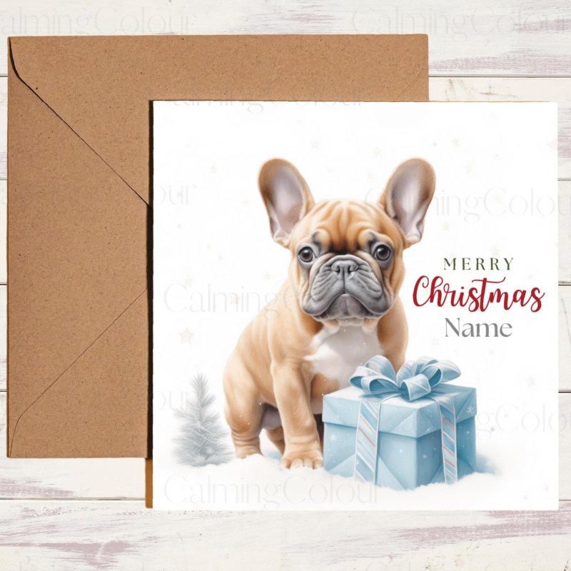 French Bulldog with Present | Christmas Card | Christmas Card