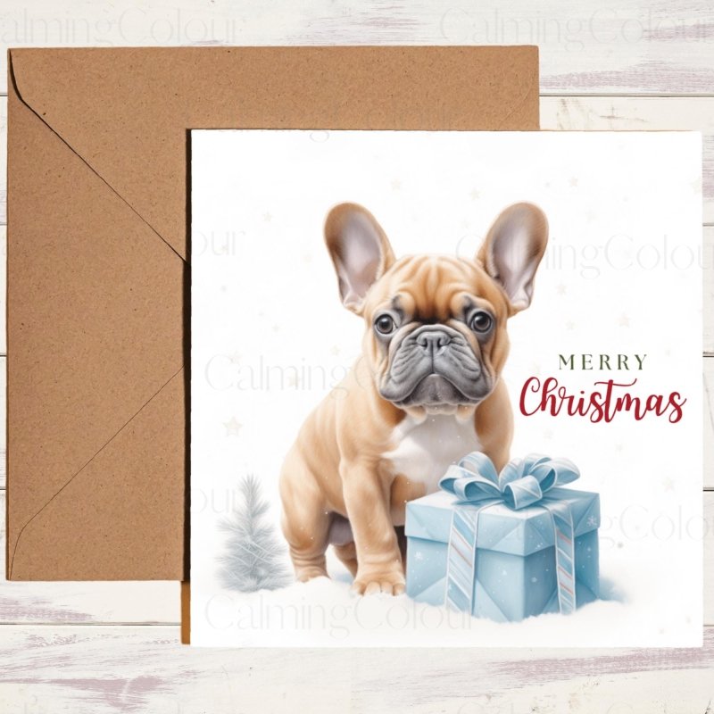 French Bulldog with Present | Christmas Card | Christmas Card