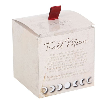 Full Moon Eucalyptus Manifestation Candle with Tiger's Eye | Calming Colour