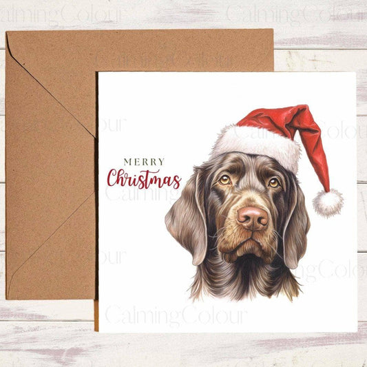 German Pointer wearing Red Santa Hat | Christmas Card | Christmas Card