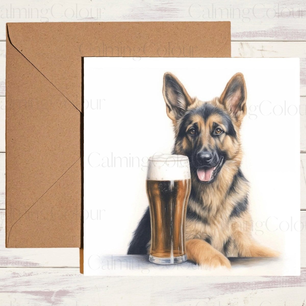 German Shepherd | Father's Day Card | Calming Colour