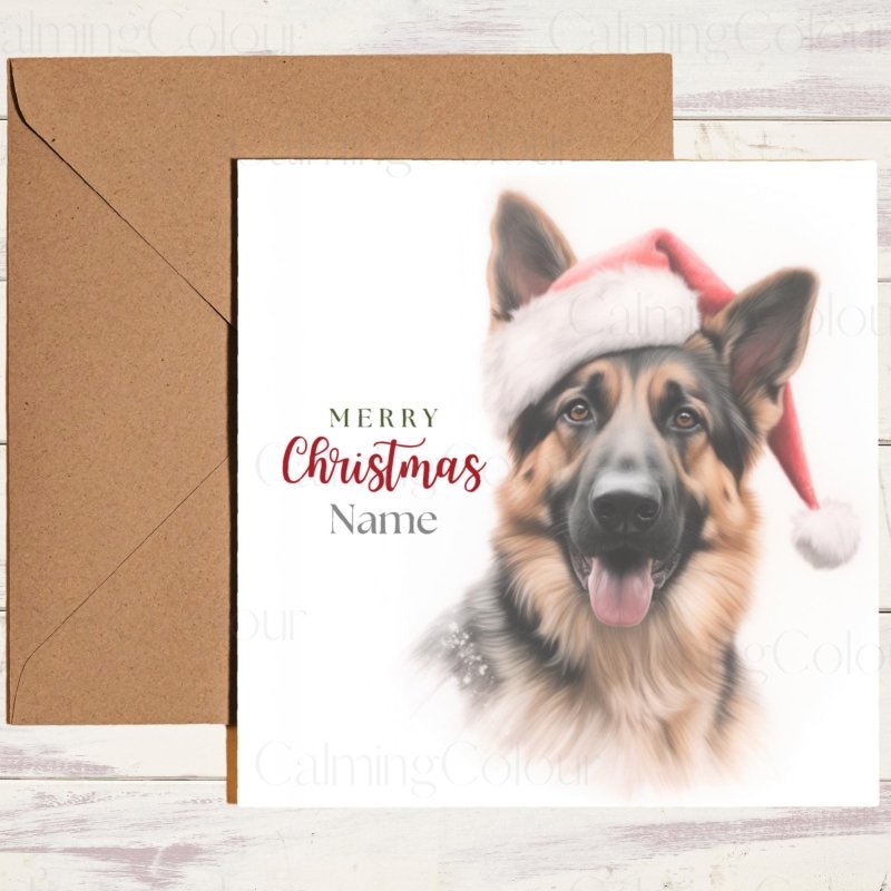 German Shepherd | Wearing Santa Hat Christmas Card | Christmas Card