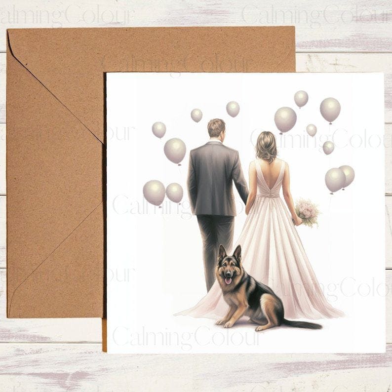 German Shepherd | Wedding Card | Calming Colour