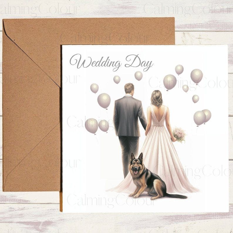 German Shepherd | Wedding Card | Calming Colour