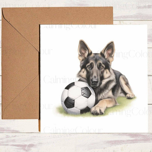 German Shepherd with a Football | Birthday Card | Birthday Card