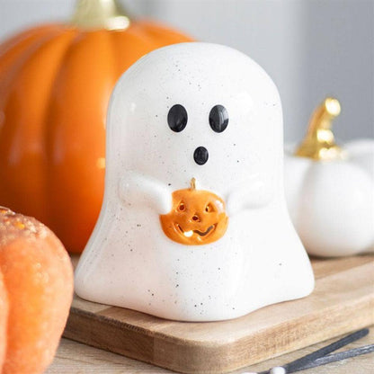 Ghost Shaped Tealight Candle Holder with Pumpkin | Calming Colour