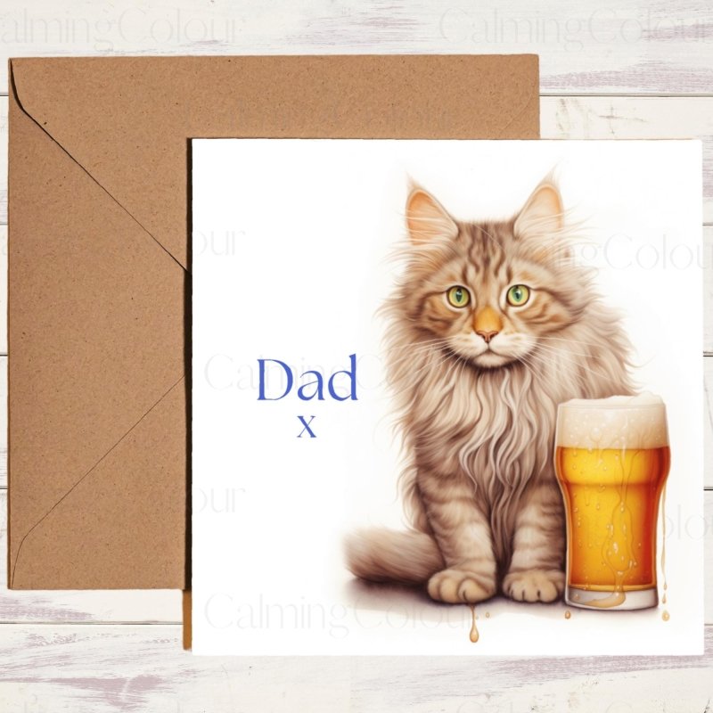 Ginger Maine Coon Cat | Father’s Day Card for Dad | Father's Day