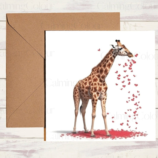 Giraffe Greeting Card | Card for Animal Lover | Calming Colour