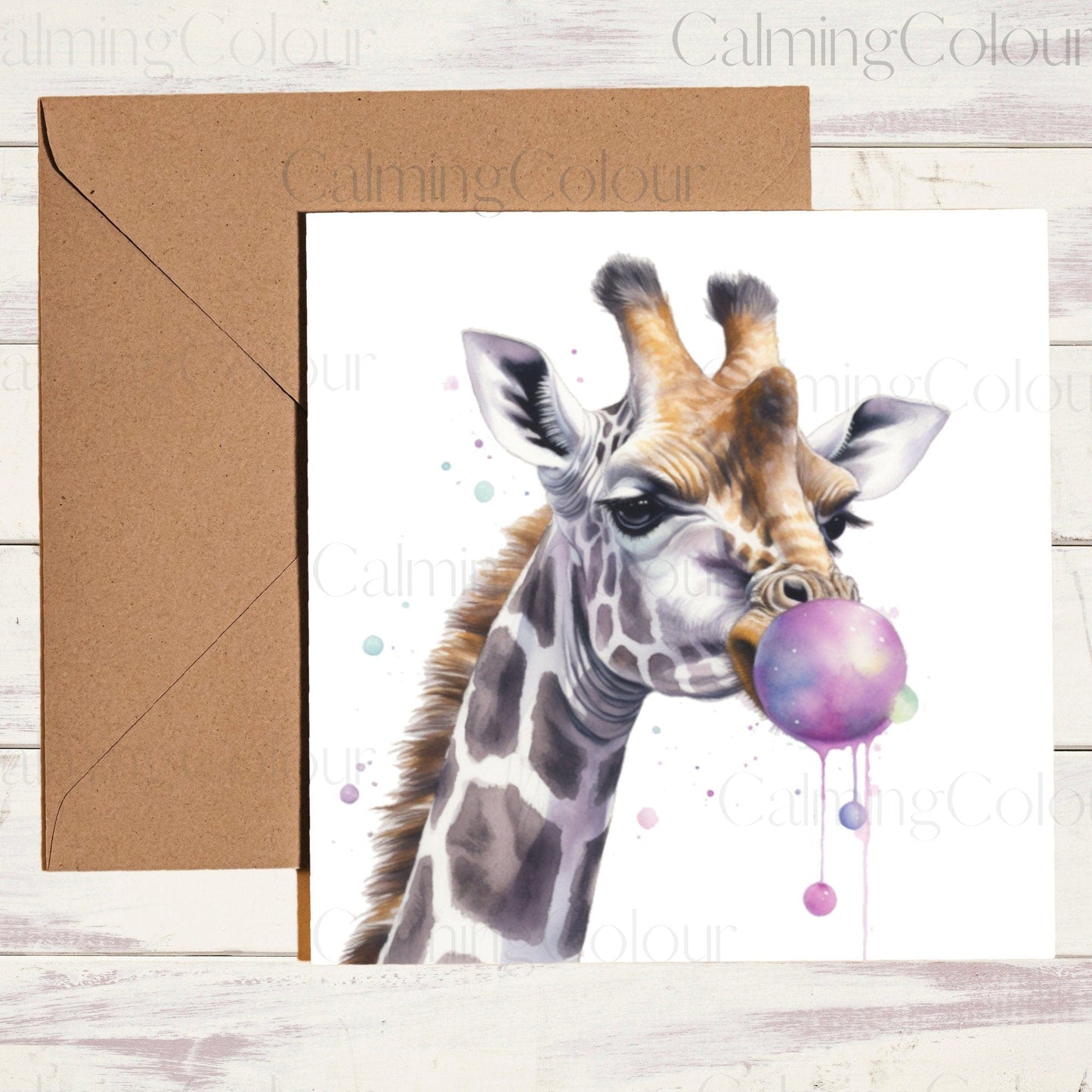 Giraffe Greeting Card | Single Card | | Calming Colour