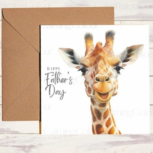 Giraffe | Smiling | Father's Day Card | Calming Colour