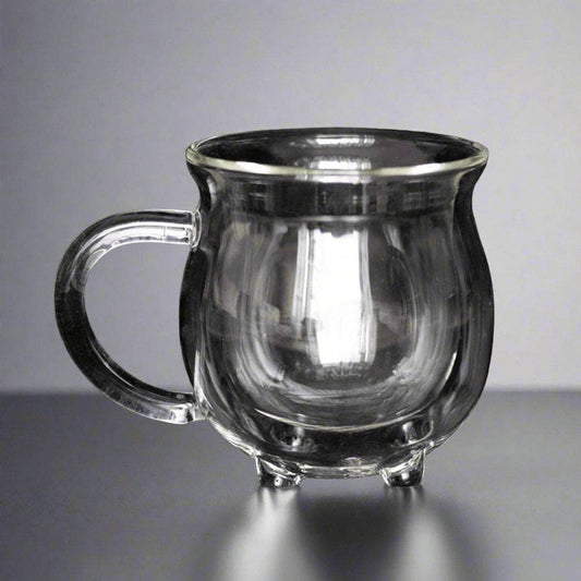 Glass Cauldron Mug | Clear Double Walled | Calming Colour