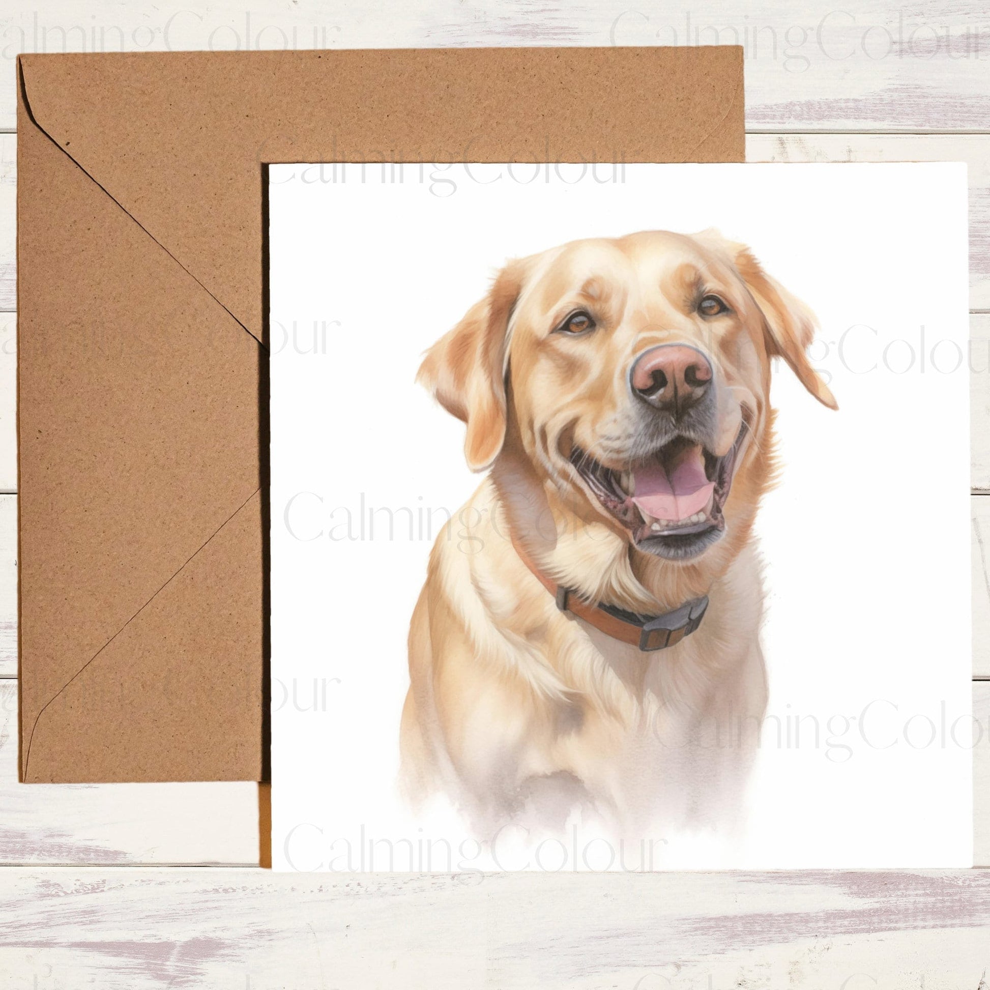 Gold Labrador Smiling | Greeting Card | Calming Colour