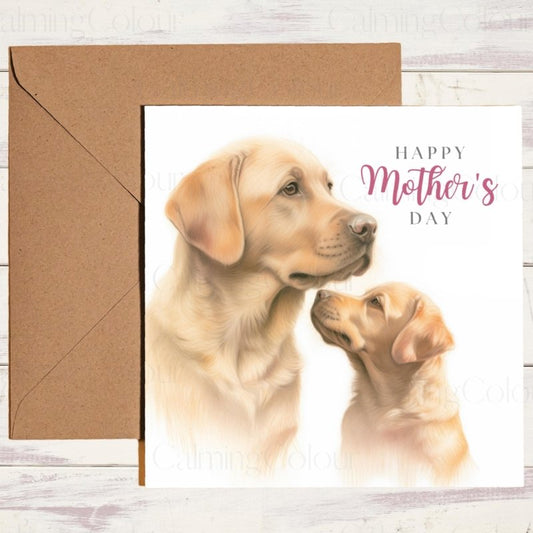 Gold Labrador Mother's Day Card | Dog Greeting Card for Mum | Mother's Day Card