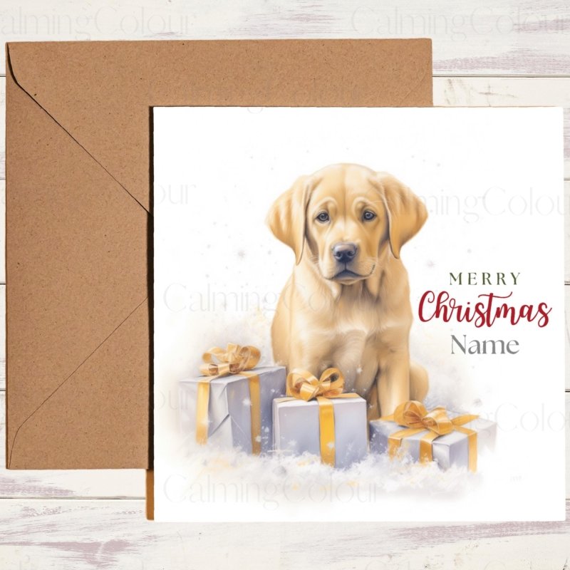 Gold Labrador Puppy Christmas Card | Christmas Card
